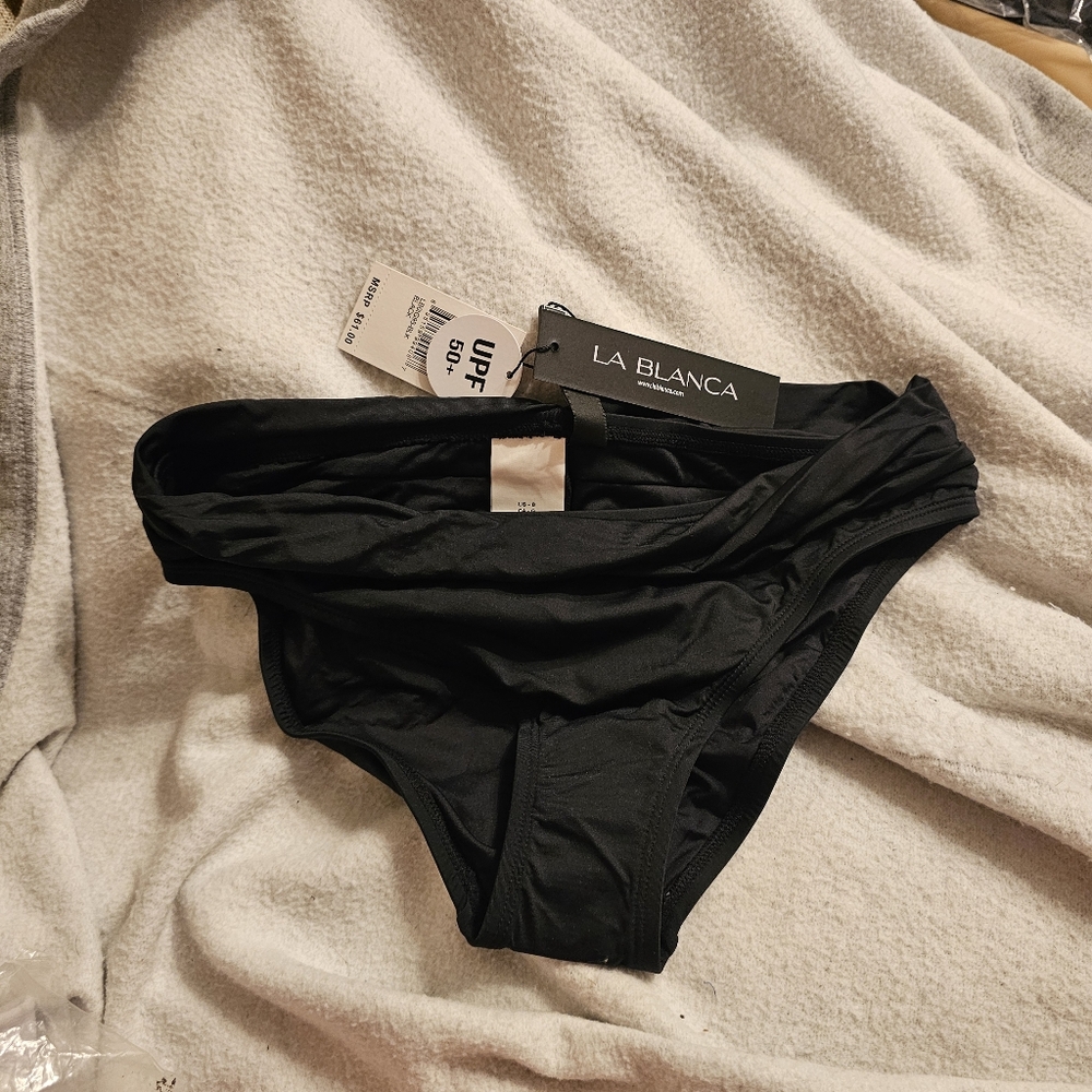 La Blanca Island Goddess Shirred Band Hipster Bottom - Black 8